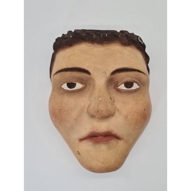 Brown Vintage Carved Wooden Mask, 1960s For Sale - Image 8 of 9