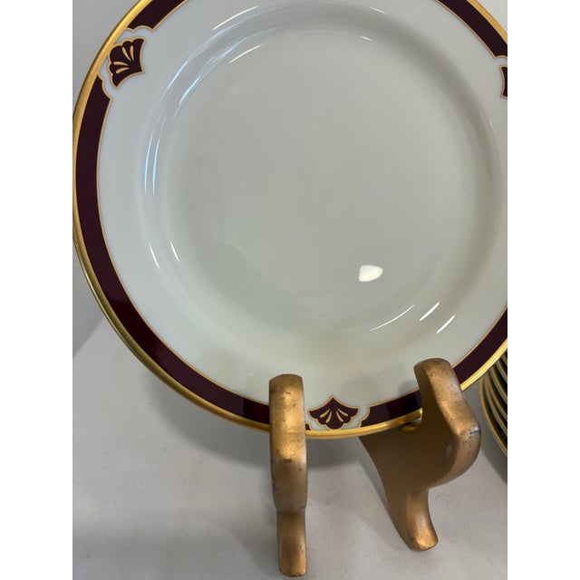 Pickard China Vintage Pickard Fine China Bread Plates, Set of 8, Burgundy & Gold Fan Accent For Sale - Image 4 of 12