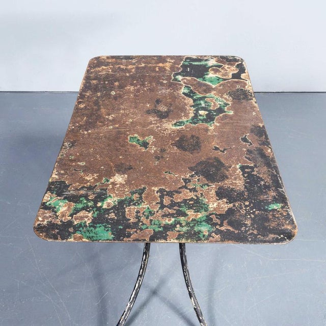 1940's French Metal Rectangular Outdoor Dining Table - Splayed Base. Classic early French table with a very elegant...