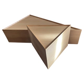 Ecke Coffee Tables in Oak by Hagar Abiri, Set of 2 For Sale