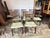 Set of 8 Art & Craft Style high ladder back rosewood tapestry seat dining chairs Solid wood frame with a dark finish,...