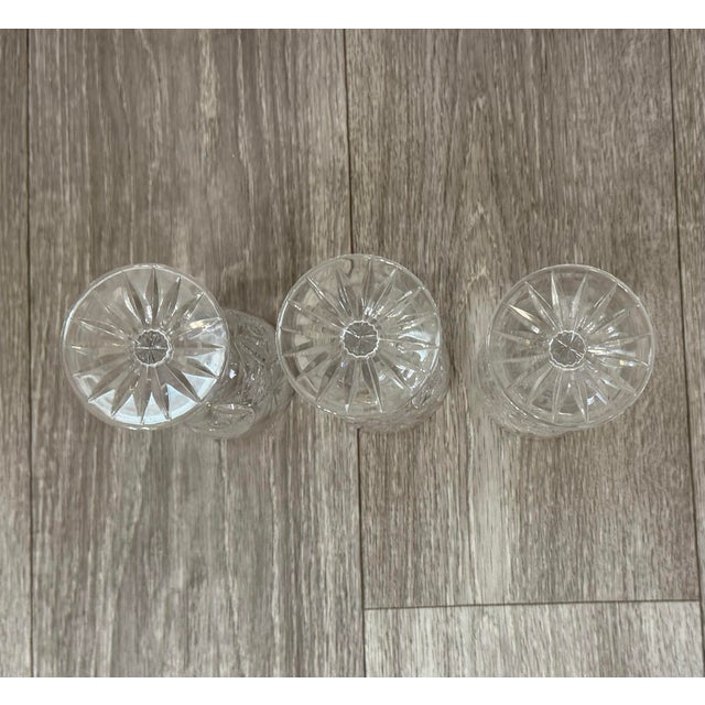 Transparent Mid 20th Century Fan & Diamond Cut Crystal Cordial / Dessert Wine Glasses - Set of 3 For Sale - Image 8 of 12