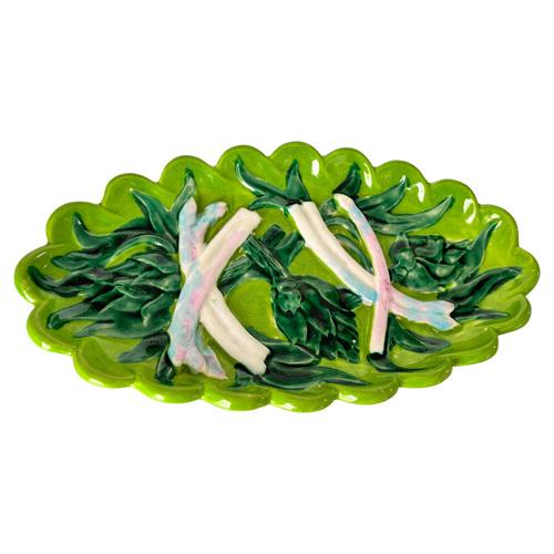 Green Ceramic Asparagus Server Platter, 20th Century For Sale - Image 8 of 8