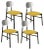 Bokken Upholstered Chairs in Black & Silver with Yellow Seats by Colé Italia, Set of 4 For Sale