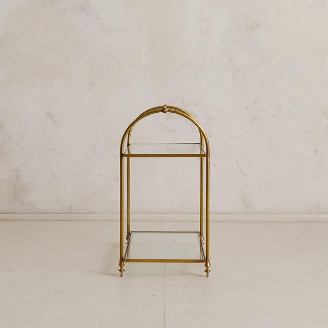 French Brass Two-Tier Side Table in the Manner of Maison Jansen, 1940s For Sale - Image 4 of 8