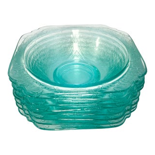 1970s Vintage Victorian Boho Chic Indiana Glass Co. Recollection Dessert Bowls - Set of 8 For Sale