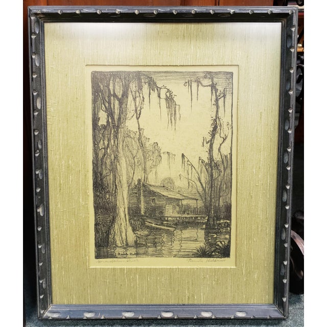 1930's "Crawfishers Shack" Hand Signed Print by Knute Heldner (New Orleans/Sweden) For Sale - Image 4 of 4