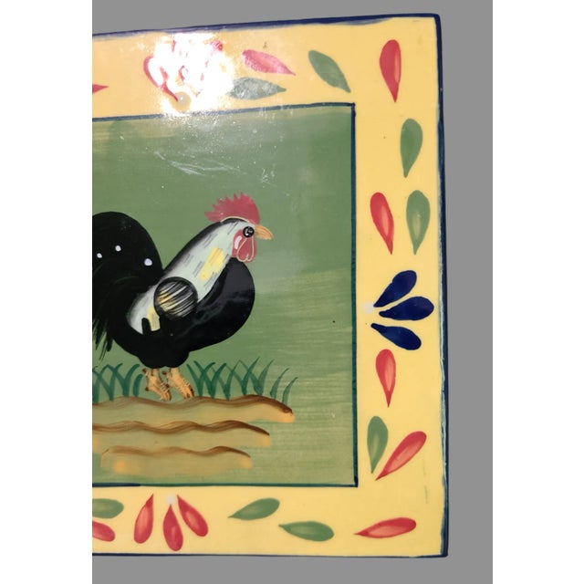 Add a touch of country charm to your kitchen décor with this hand-painted Style Eyes trivet tile featuring a rooster...