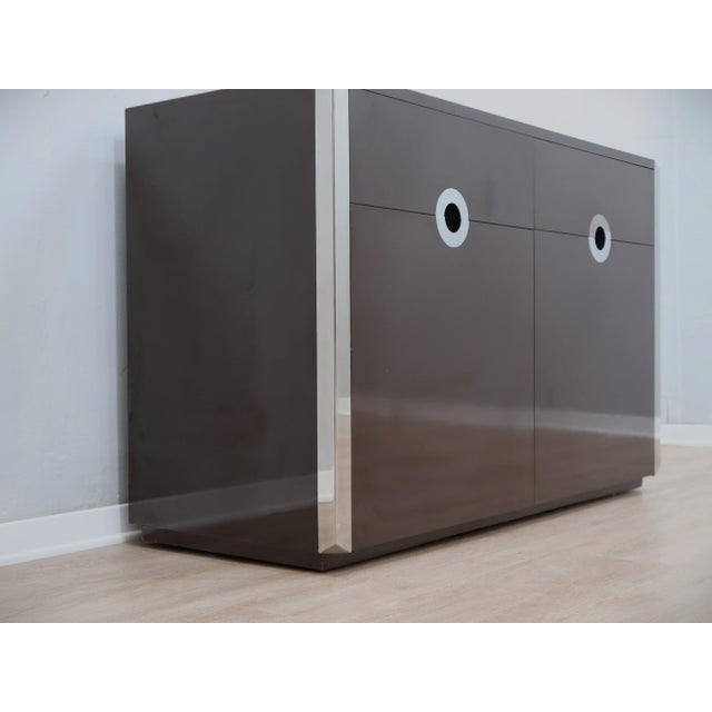 Mid-Century Modern Small Dark Brown Laminate & Chrome Sideboard from Mario Sabot, 1970s For Sale - Image 3 of 15