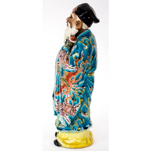 1960s Chinese Porcelain Figurine Holding Scroll Statue For Sale - Image 5 of 7