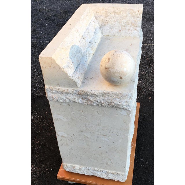 Wood Pedestal Dining Table Base in Tessellated Stone From Magnussen Philippines For Sale - Image 7 of 13