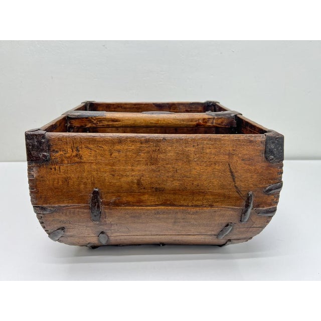 Antique Chinese Wood and Iron Rice Basket, 1900s For Sale - Image 3 of 13