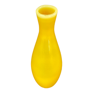 1950s Empoli Italian Handblown Transparent Lemon Yellow & Lite Yellow Rim Glass Bud Vase ~ 6.1"h