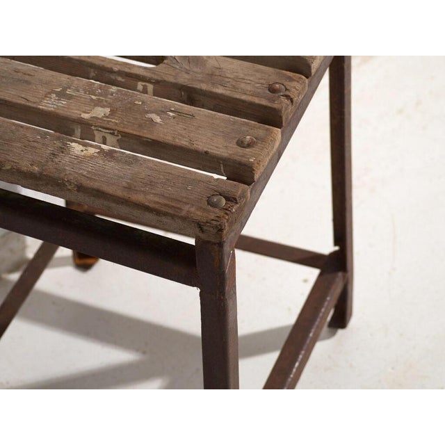 Vintage Industrial Stool in Pine Wood and Iron, Central Europe, 1950 For Sale - Image 3 of 8
