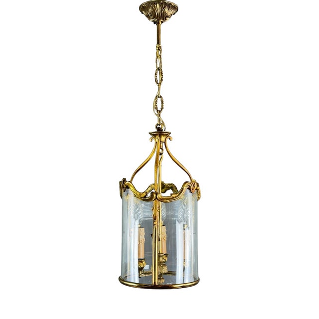 Louis XV Style Cylindrical Lantern in Gilt Bronze, 20th Century For Sale