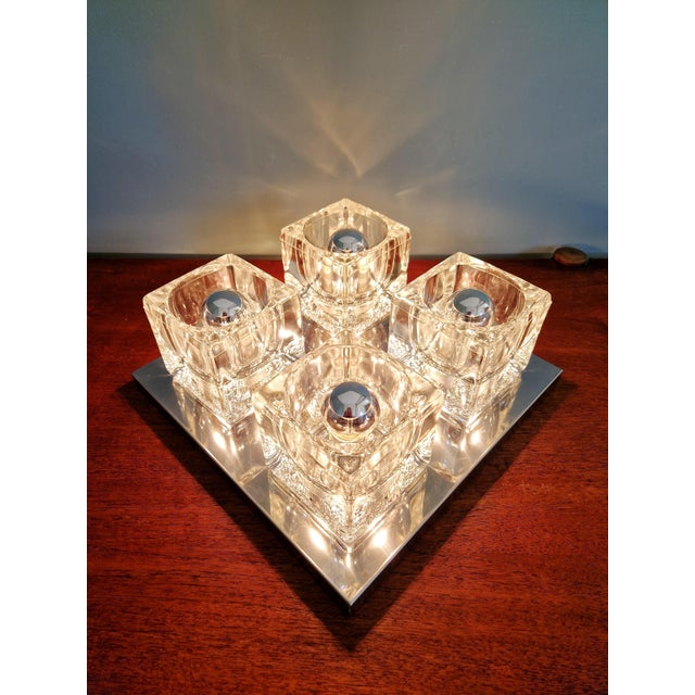 Ice Cube Square Ceiling Light in Chromed Metal and Glass from Peill & Putzler, 1970 For Sale - Image 16 of 17