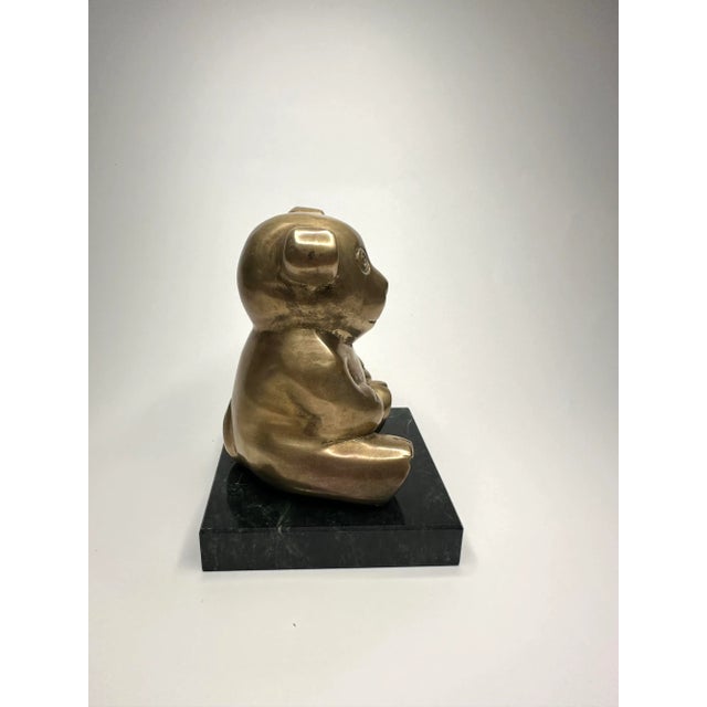 Late 20th Century Vintage Solid Brass & Black Teddy Bear Figurine For Sale - Image 5 of 7