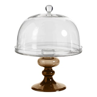 Vellerti Glass Cake Stand, Taupe For Sale
