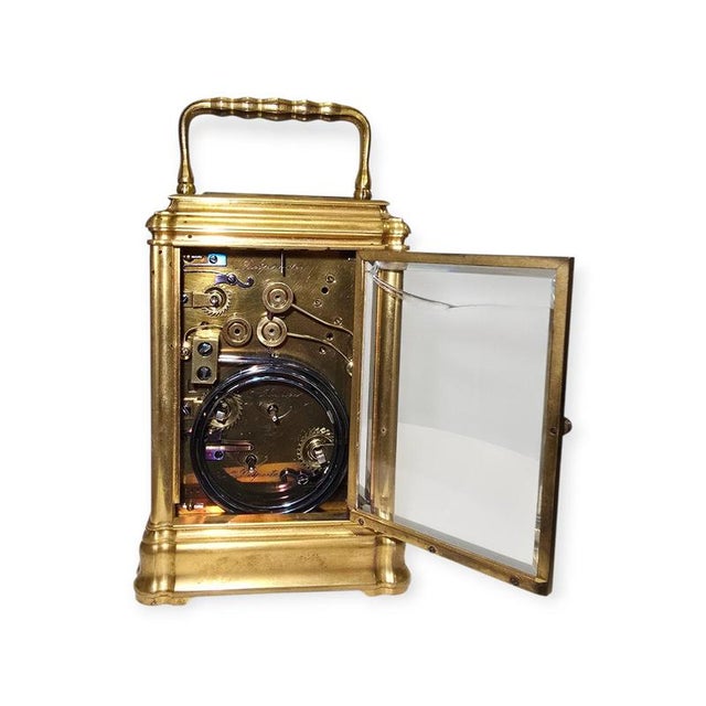 Antique Spanish Gilt Bronze Carriage Clock by Peña Y Sobrino, 1890 For Sale - Image 9 of 12