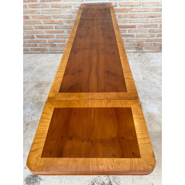 Mid 20th Century Winged Console Table in Walnut with Claw Feet in Bronze with Drawers and Wheels For Sale - Image 9 of 18