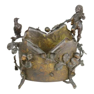 A Gilt & Patinated Bronze Figural Jardiniere, Austria, 19th Century