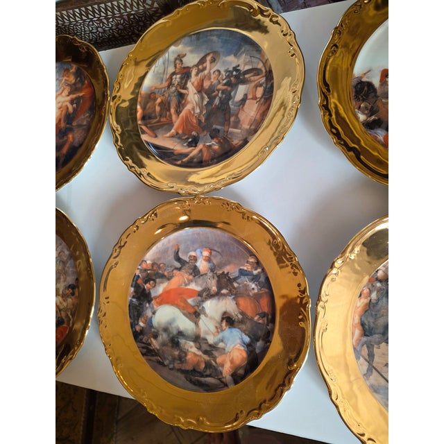 Six Old Master Renaissance Art Cabinet Plates With Gold Exterior Rims For Sale - Image 13 of 14