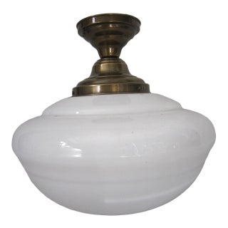 Large Vintage 1940s Schoolhouse Light Fixture For Sale