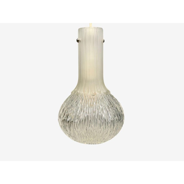 1970s Limburg Glashütte, Small Pendant Light, Textured Glass, Plastic, Germany, 1970s For Sale - Image 5 of 10
