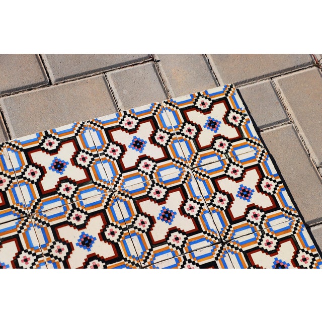 Art Nouveau / Early Art Deco Design Set of 33 Portuguese Geometric Tiles Multicolor c.1900s For Sale - Image 17 of 18