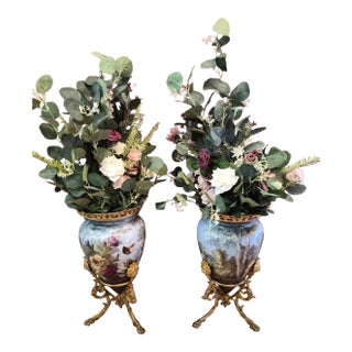Rare Antique Pair of Louis XVI Style Sevres Porcelain Ormolu Mounted Jardinieres For Sale