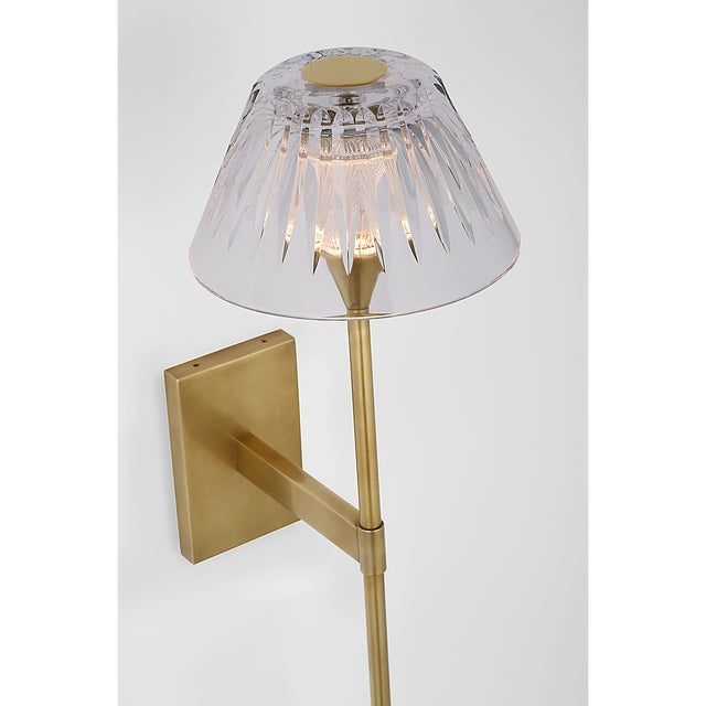 Waterford for Visual Comfort Signature Blaze 19" Tail Sconce in Natural Brass with Clear Crystal For Sale - Image 10 of 13