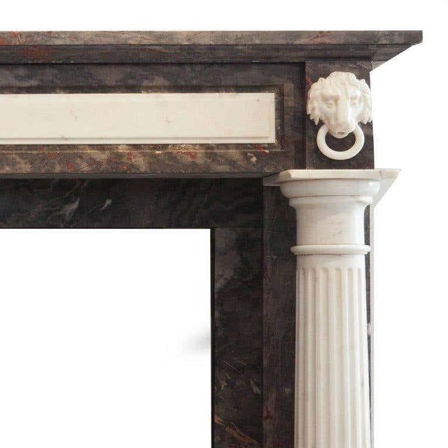 19th Century Empire Marble Fireplace Mantel with Carved Columns and Lion Heads For Sale - Image 5 of 6