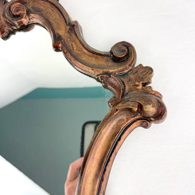 1960s Midcentury Italian Rococo Style Mirror 25.75” X 11.25” For Sale - Image 5 of 12