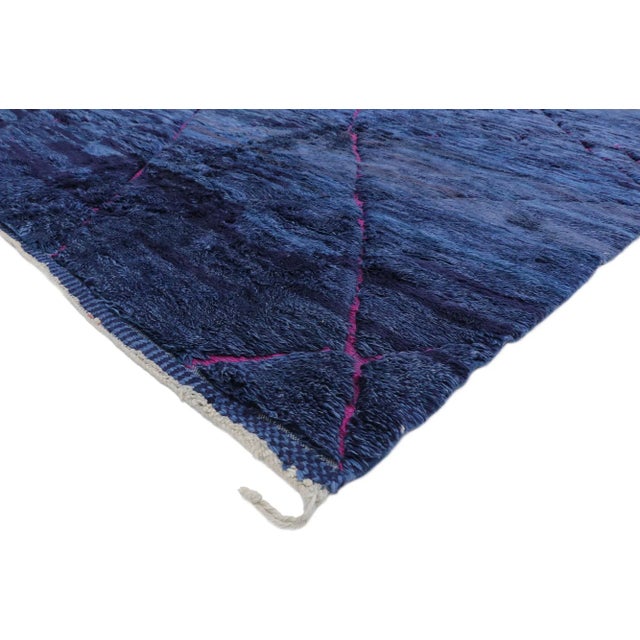21106 Large Blue Abstract Moroccan Rug, 09'01 x 11'09. Emanating modern style with hygge vibes, this hand knotted wool...