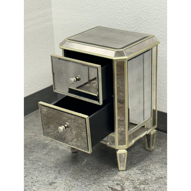 Hollywood Regency Stein World Petite Two-Drawer Mirrored Chest For Sale - Image 3 of 12
