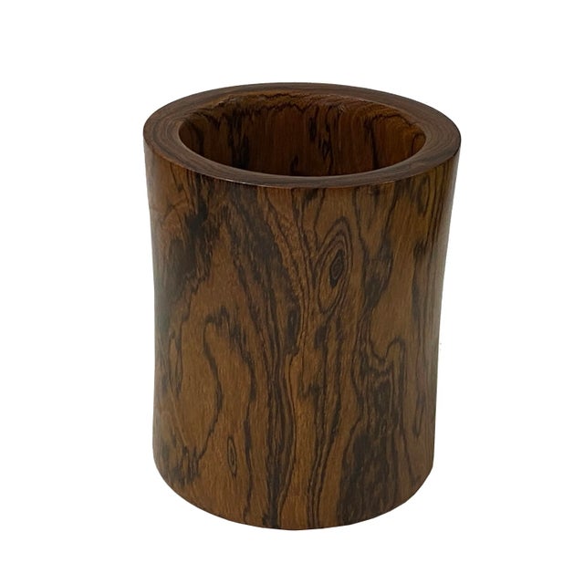 Handmade Chinese Natural Pattern Wood Brush Pen Holder / Brush Pot For Sale - Image 4 of 7
