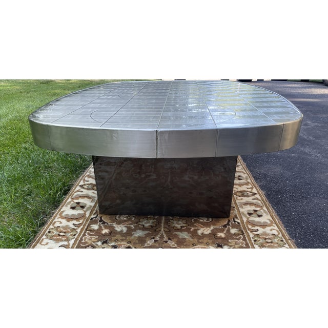 2010s Jonathan Adler Talitha Starburst Nickel-Plated Oval Cocktail Coffee Table For Sale - Image 5 of 12
