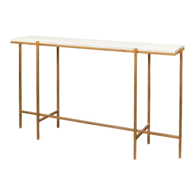 Art Deco Style Leather Top Console For Sale