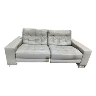American Leather “Hudson” Gray Motion Leather Sofa For Sale