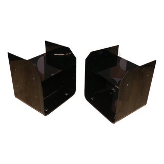 Bedside Tables in Black Acrylic Glass, 1970s, Set of 2 For Sale