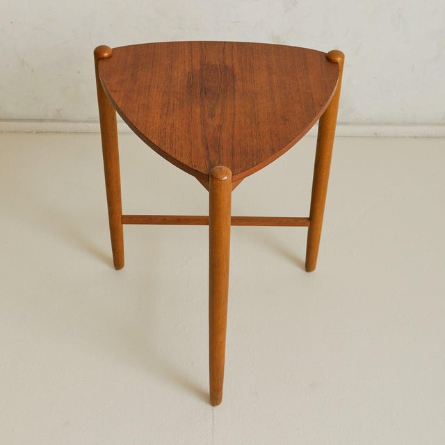 Mid-Century Modern Scandinavian Modern Wood Side Table with Triangular Top, 1960s - 2 Available For Sale - Image 3 of 18
