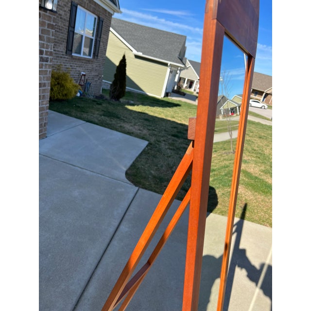 Vintage Mid Century Large Full Length Solid Teak Arched Folding Stand