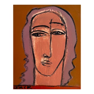 "Woman With Curly Hair", Original Painting by Rebecca Jack For Sale