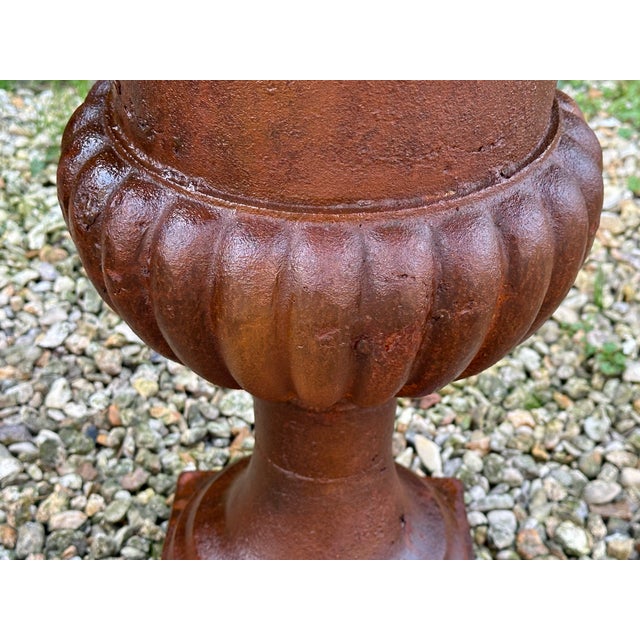 Large pair of cast iron Medici planters. A classic decoration for French gardens, very robust and elegant. Made of high-...