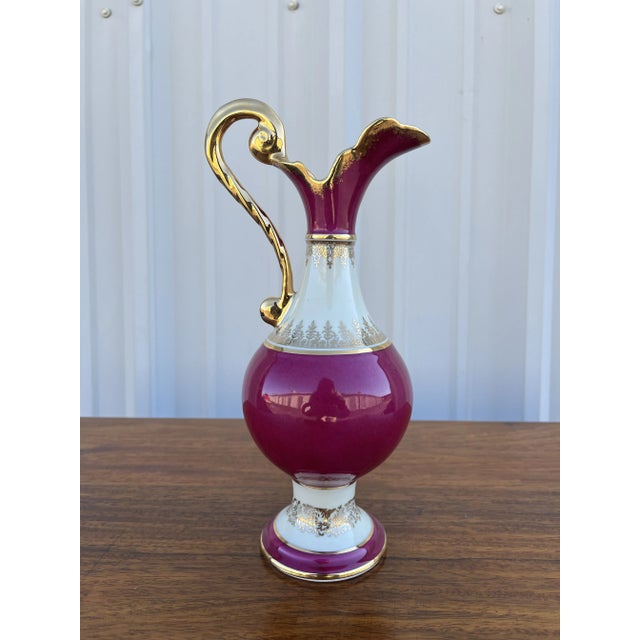 Limoges, France- Decorative Hand Painted Porcelain Ewer For Sale - Image 9 of 12