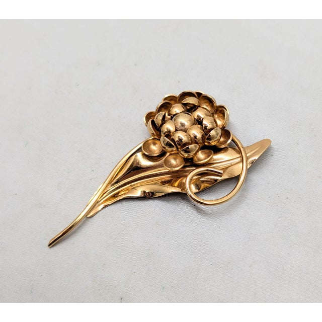 1960s Vintage 1968 Signed Napier Goldtone 3d Thistle Brooch For Sale - Image 5 of 7