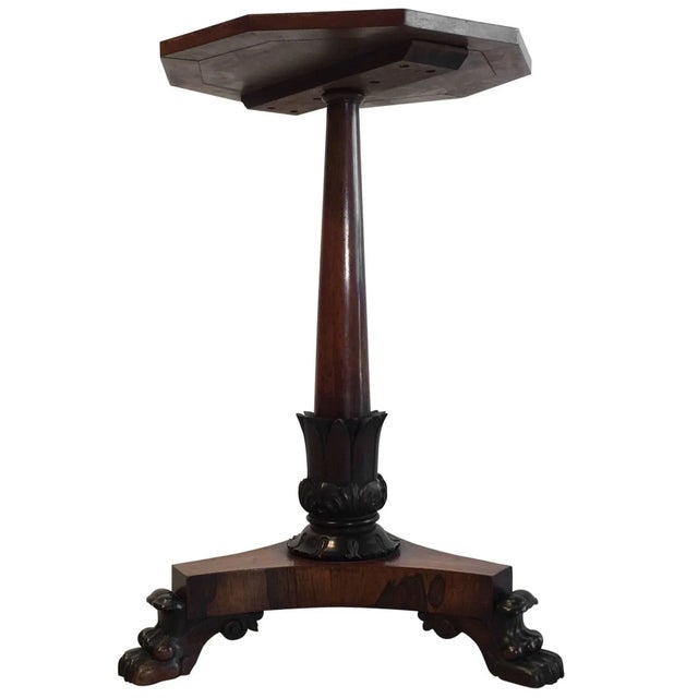 Beautiful Antique Rosewood Three-Legged Claw Feet Side Table For Sale - Image 11 of 11