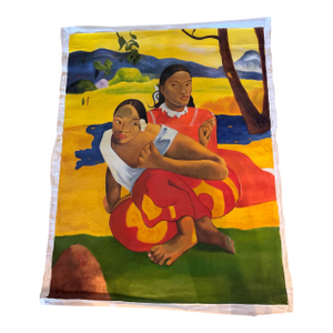 1980s Beautiful Hand Painted Copy of Paul Gauguin’s Impressionist Painting “Nafea Faa Ipoipo When Will You Get Married”.