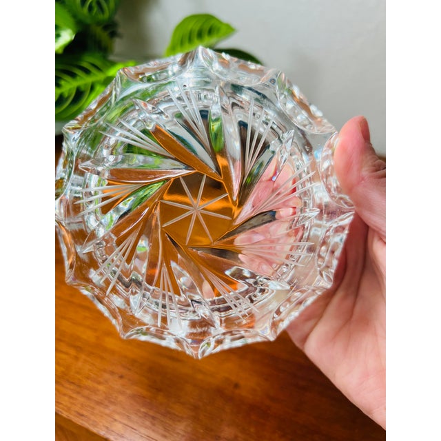1970s Vintage Beyer West Germany Crystal Glass 4 Slot Ashtray Starburst Center For Sale - Image 5 of 10