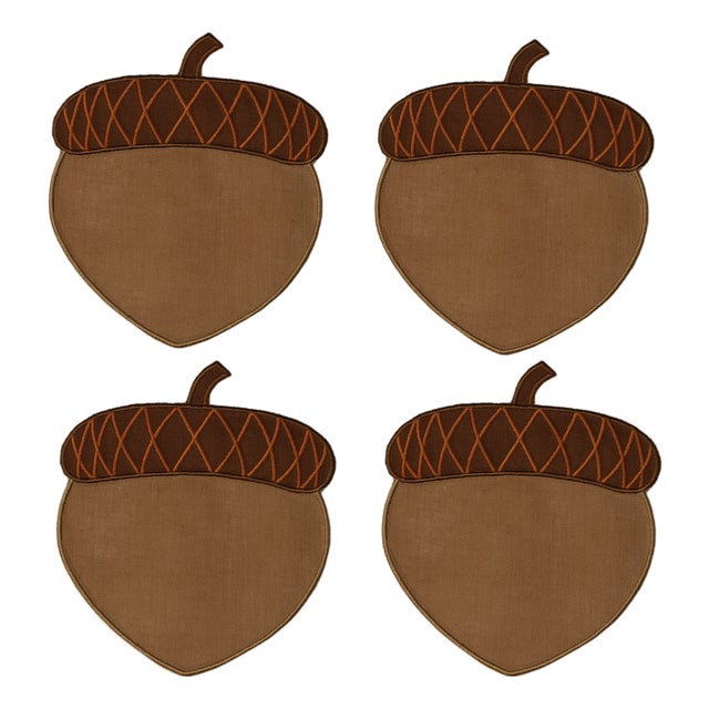 Acorn Cocktail Napkins - Set of 4 For Sale